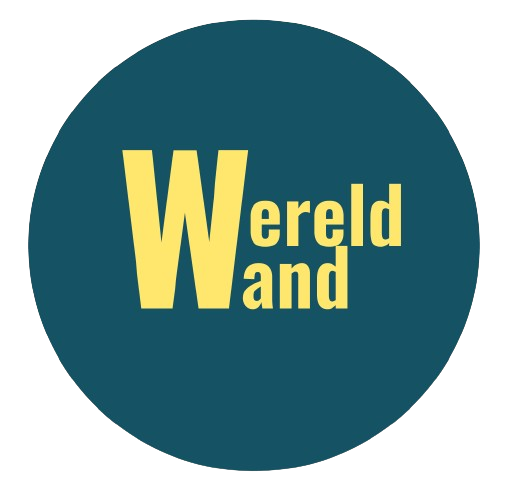 WereldWand Circle Logo in blue and yellow tones